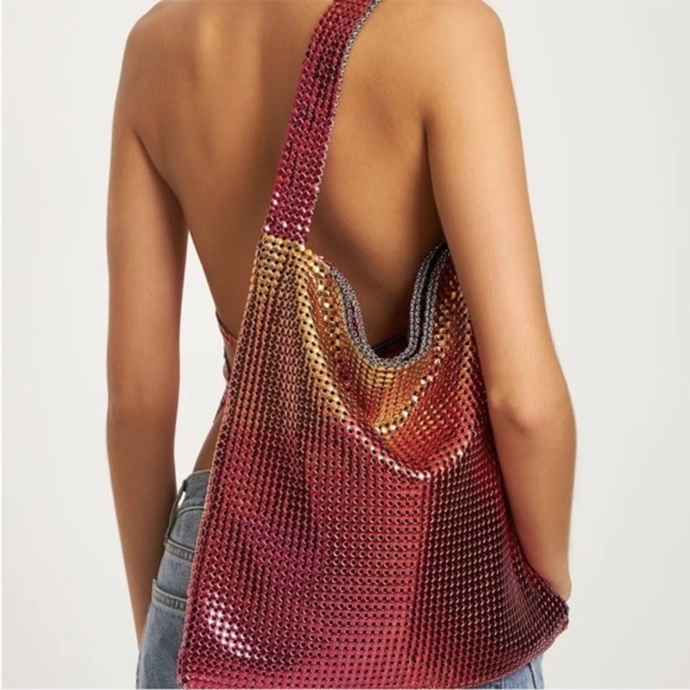 Paco Rabanne Bag Pixel Tote Chainmail in Orange